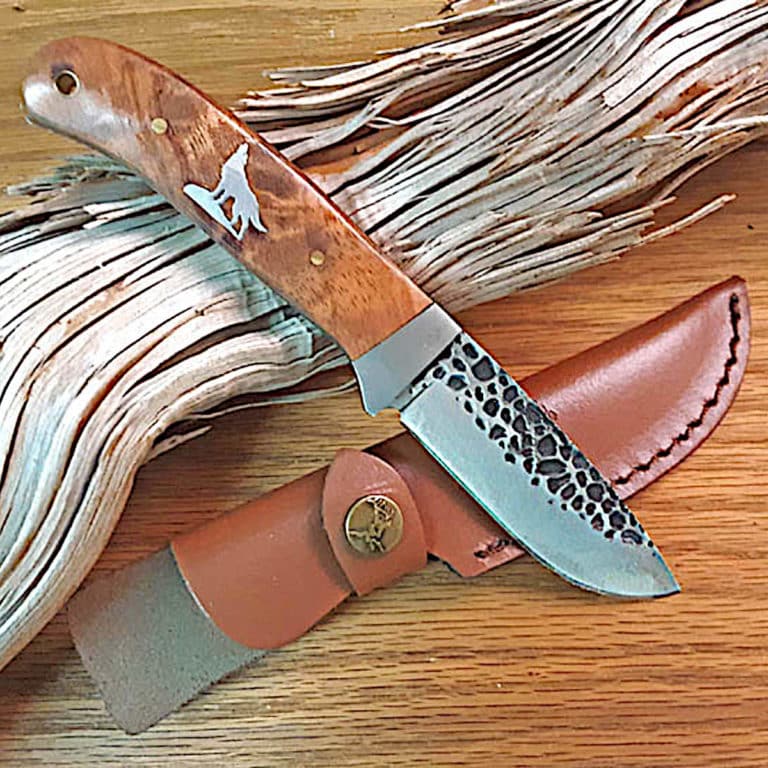 Wolf Hammered Steel Fixed Blade Joe Wilcox Indian Den