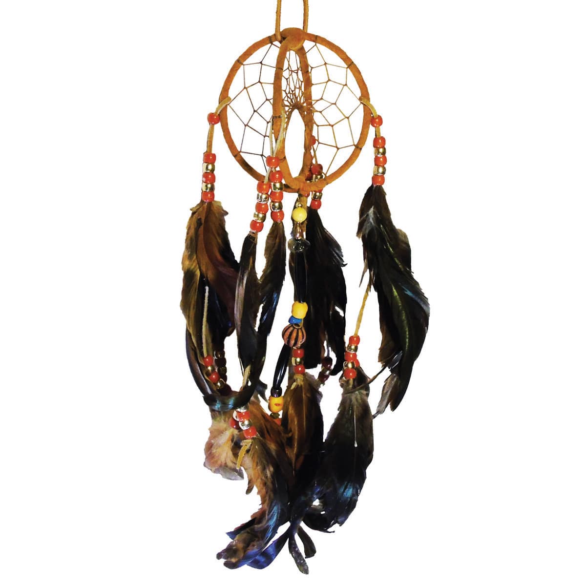 Multi Color Dream Catcher Five Rings with Feathers & Beads