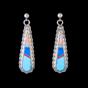 Multi-Stone Inlaid Teardrop Earring