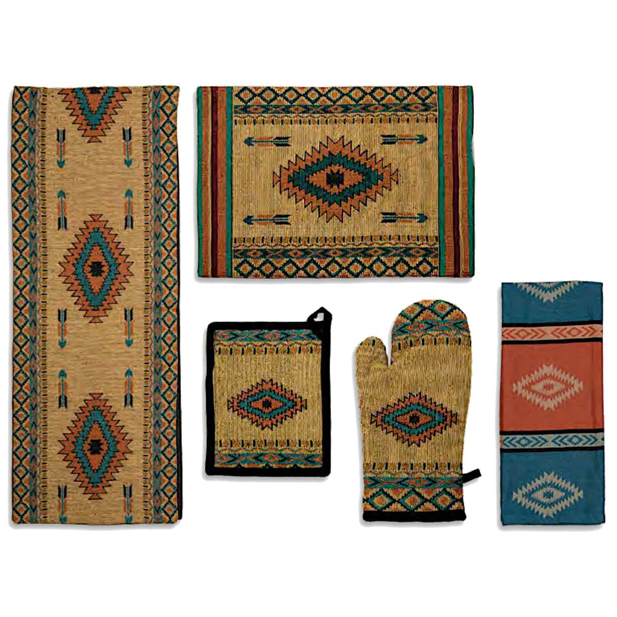 Multi Arrow Oven Mitt & Pot Holder/ Set of 2 - Multi