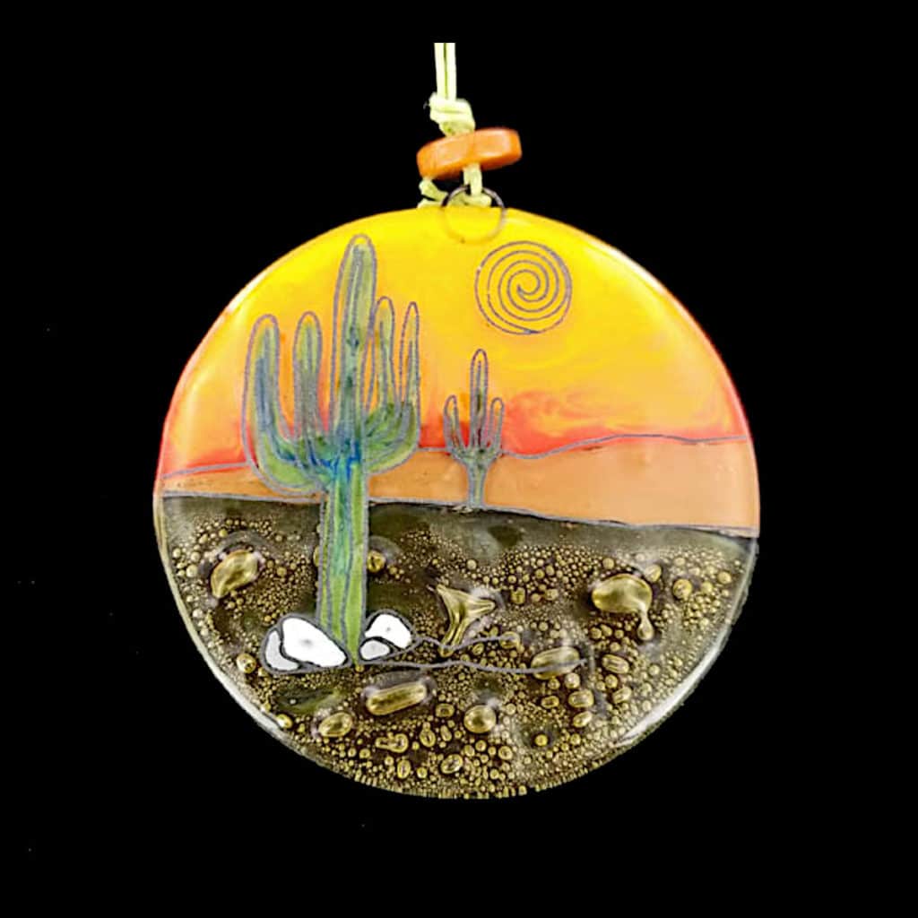 Saguaro Desert Scene Glass Ornament | Joe Wilcox Indian Den