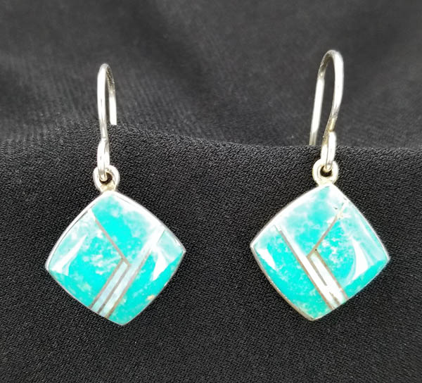 Turquoise Cultured Opal Inlaid Earring Joe Wilcox Indian Den