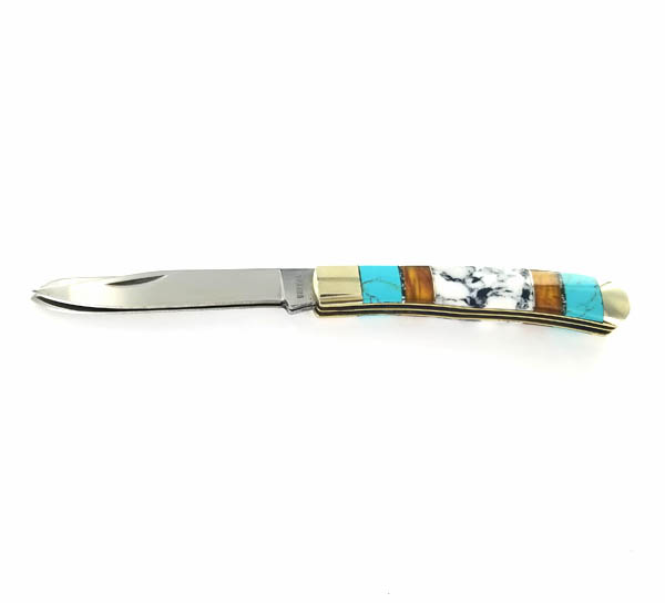 Turquoise Inlay Pocket Buck Knife - Malouf on the Plaza