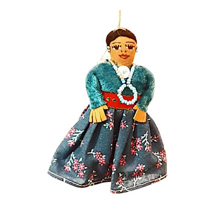 Genuine Navajo Doll Ornament – Blue Floral Dress