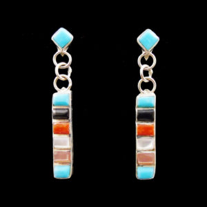 Zuni Silver Multi Stone Earring | Joe Wilcox Indian Den