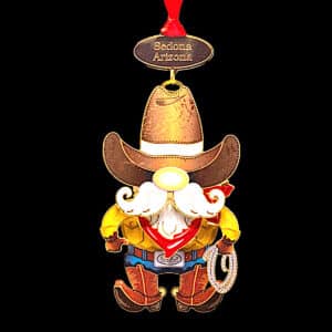 Cowboy Knome Brass Christmas Ornament