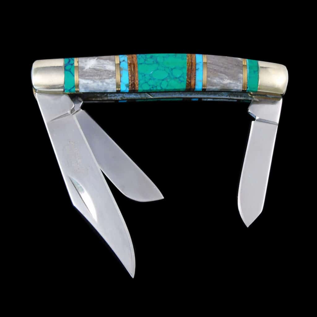 Multi-Blade Malachite Inlaid Knife | Joe Wilcox Indian Den