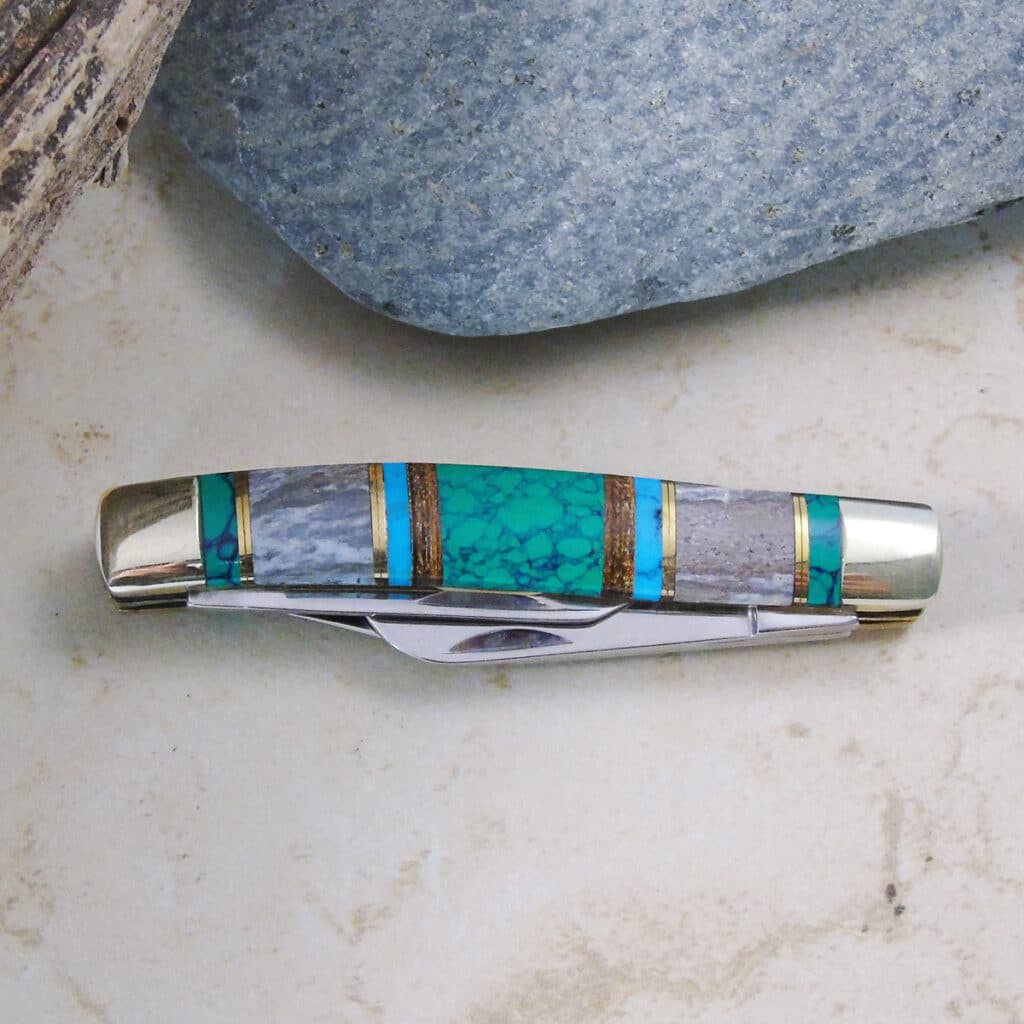 Multi-Blade Malachite Inlaid Knife | Joe Wilcox Indian Den