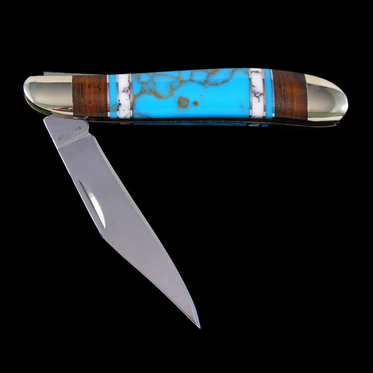 Turquoise Inlay Pocket Buck Knife - Malouf on the Plaza