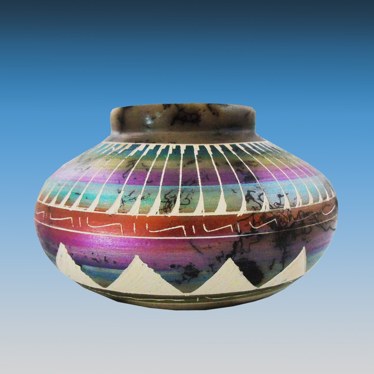 Southwest Navajo Horsehair Etched Pottery