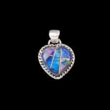 Cultured Spiderweb Opal Inlaid Navajo Necklace Charm