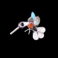 Inlaid Hummingbird Dress Pin Broach
