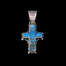 Genuine Inlaid Turquoise Cross Pendant