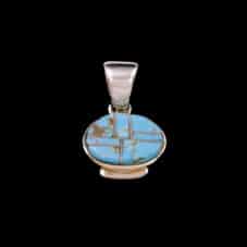 Genuine Navajo Spiderweb Turquoise Oval Necklace Charm
