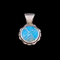 Sterling Silver Navajo Pendant with Turquoise Inlay