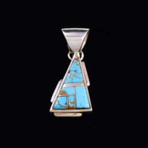 Navajo Genuine Turquoise Inlay Pendant