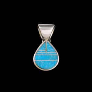 Designer Native American Turquoise Inlaid Pendant