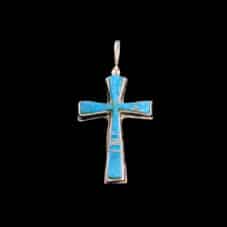 Christian Cross Handcrafted Inlaid Turquoise Pendant
