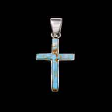Authentic Artisan-Crafted Spiderweb Turquoise Inlaid Cross