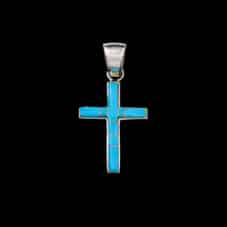 Genuine Inlaid Turquoise Cross Pendant