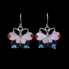 Handcrafted Navajo Inlaid Butterfly Earrings