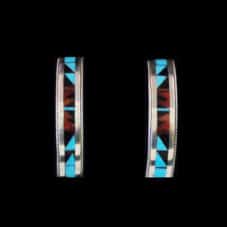 Navajo Multi-Stone Inlaid Half-Hoop Earrings
