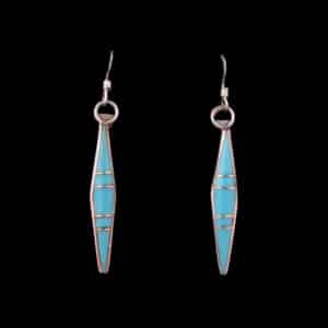 Navajo Inlaid Turquoise French Wire Earrings