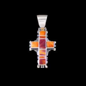 Spiny Oyster Inlaid Religious Cross Pendant