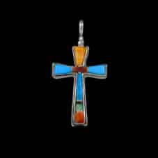 Gothic Style Inlaid Sterling Silver Cross