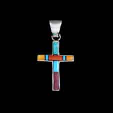 Heirloom Navajo Inlaid Christian Cross Pendant