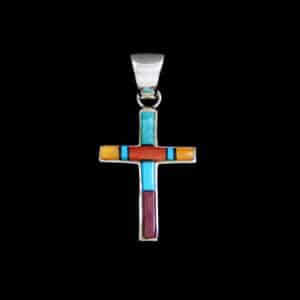 Heirloom Navajo Inlaid Christian Cross Pendant