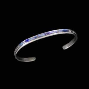 Thin Spiderweb Opal Inlaid Navajo Bracelet