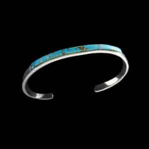 Authentic Inlaid Navajo Turquoise Cuff Bracelet