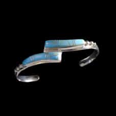 Chris Cross Turquoise Double Silver Inlay Bracelet