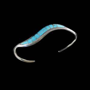 Rare Navajo Wavy Number 8 Turquoise Inlay Bracelet