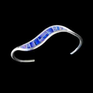 Navajo Purple Wave Cultured Opal Inlay Bracelet