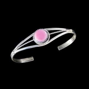 Hand-Crafted Navajo Pink Shell Silver Bracelet