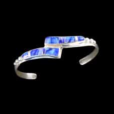 Spiderweb Blue Opal Inlay Cris-Cross Ribbon Bracelet