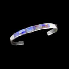 Sterling Silver & Inlaid Cultured Spider Web Opal Bracelet