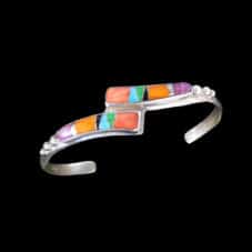 Multi-Stone Inlay Navajo Silver Bracelet