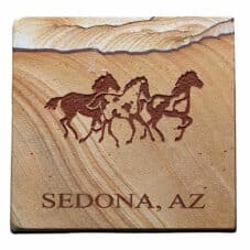 Etched Sandstone Wild Horses Drink Coaster