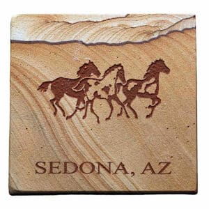 Etched Sandstone Wild Horses Drink Coaster