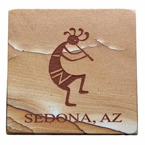 Etched Kokopelli Sandstone Beverage Coaster