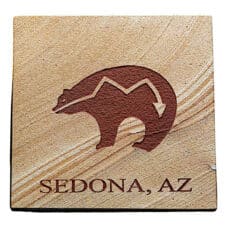 Native American Bear with Heartline Etched Sandstone Coaster