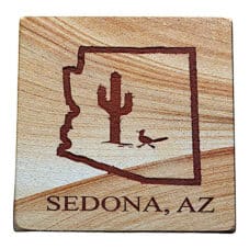 Etched Sandstone Arizona Desert Cactus & Roadrunner Coaster