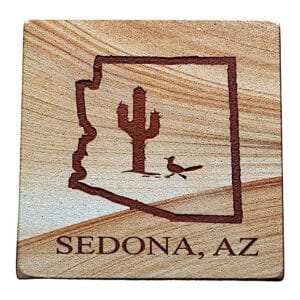 Etched Sandstone Arizona Desert Cactus & Roadrunner Coaster