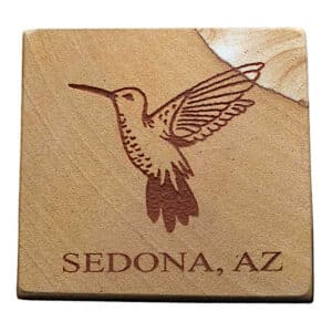 Sedona AZ Etched Hummingbird Sandstone Coaster