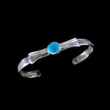 Native American Turquoise Fan Solitaire Bracelet