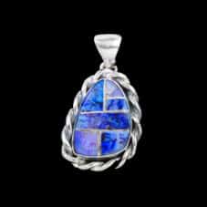 Navajo Spiderweb Cultured Opal Pendant by Yazzie