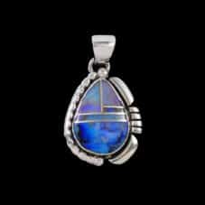 Spiderweb Cultured Opal Navajo Teardrop Pendant